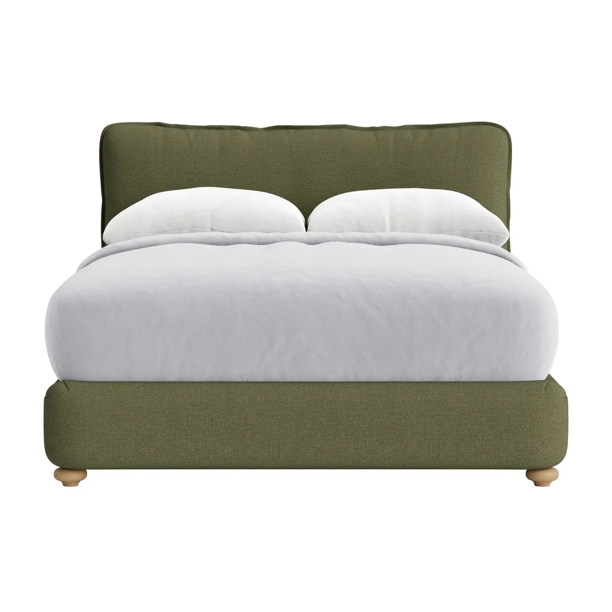 Pillow Talker Bed, King (Green Plumage Clever Slubby Linen) – image 1