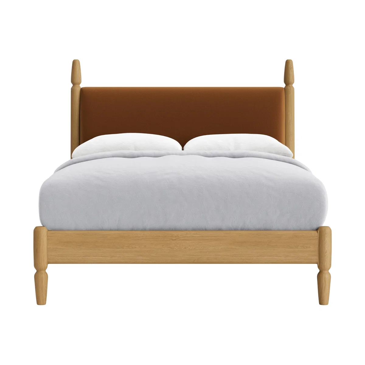 Double Pippi Bed in Light Oak in Found Chestnut Clever Velvet – image 1