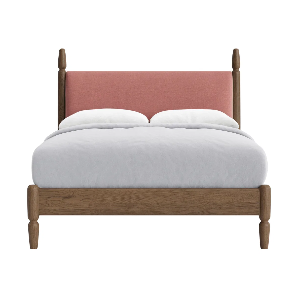 Double Pippi Bed in Dark Oak in Pudding Pink Clever Linen – image 1