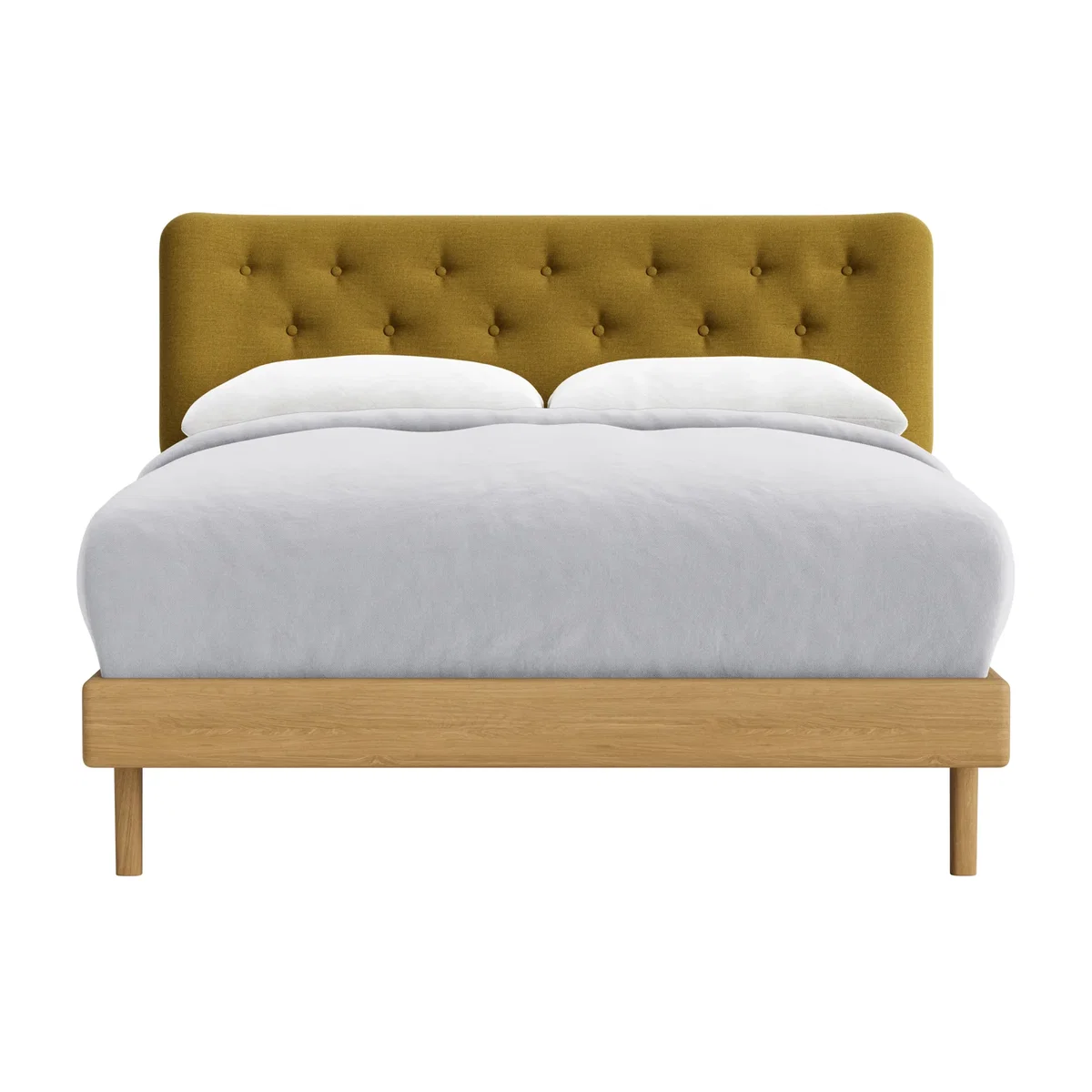 Double Dr Slow Bed in Light Oak in Cardamom Cake Clever Linen – image 1