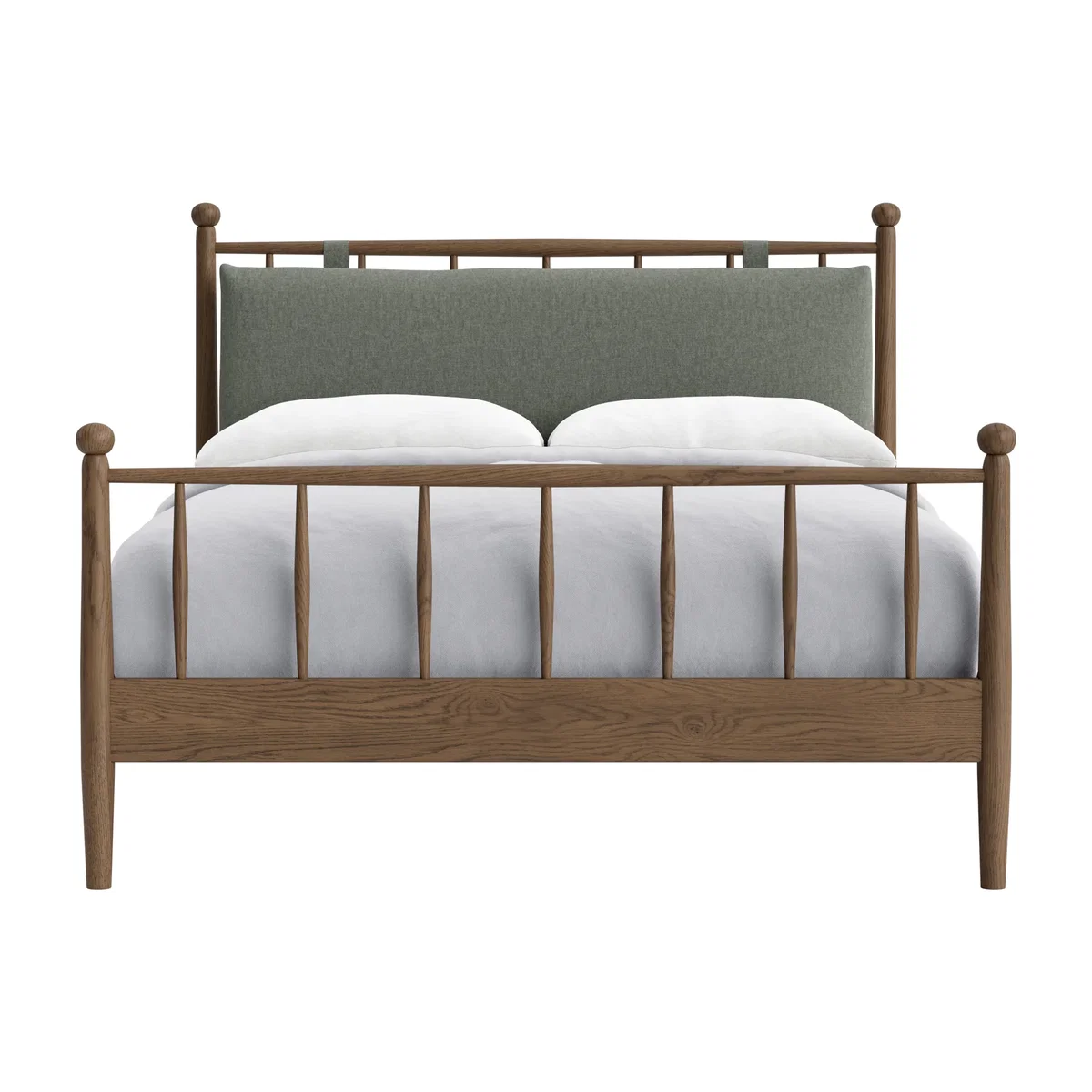 Poppins Bed, Double (Pear Drop Clever Linen, Dark Oak) – image 1
