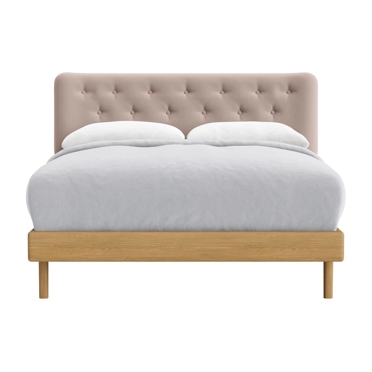 Double Dr Slow Bed in Light Oak in Ballet Slipper Clever Velvet – image 1