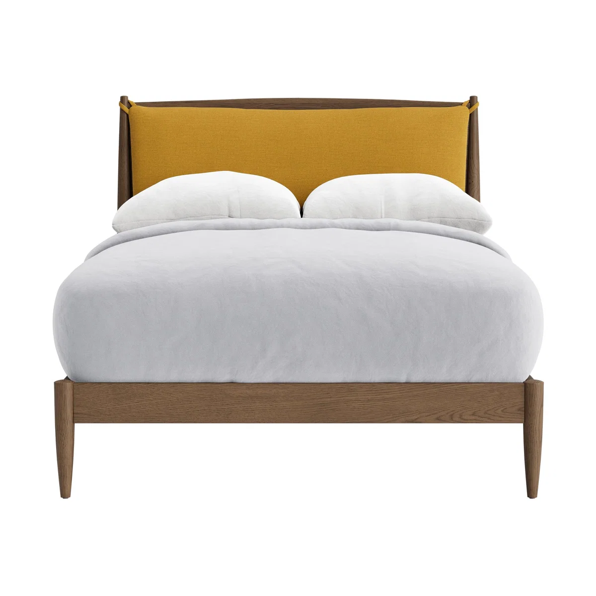 Bagel Bed in Dark Oak Double in Butter Drip Clever Linen – image 1