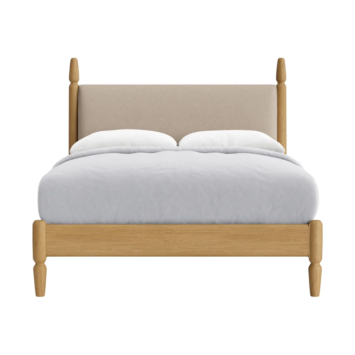 Double Pippi Bed in Light Oak in Mushroom Stalk Clever Linen – image 1