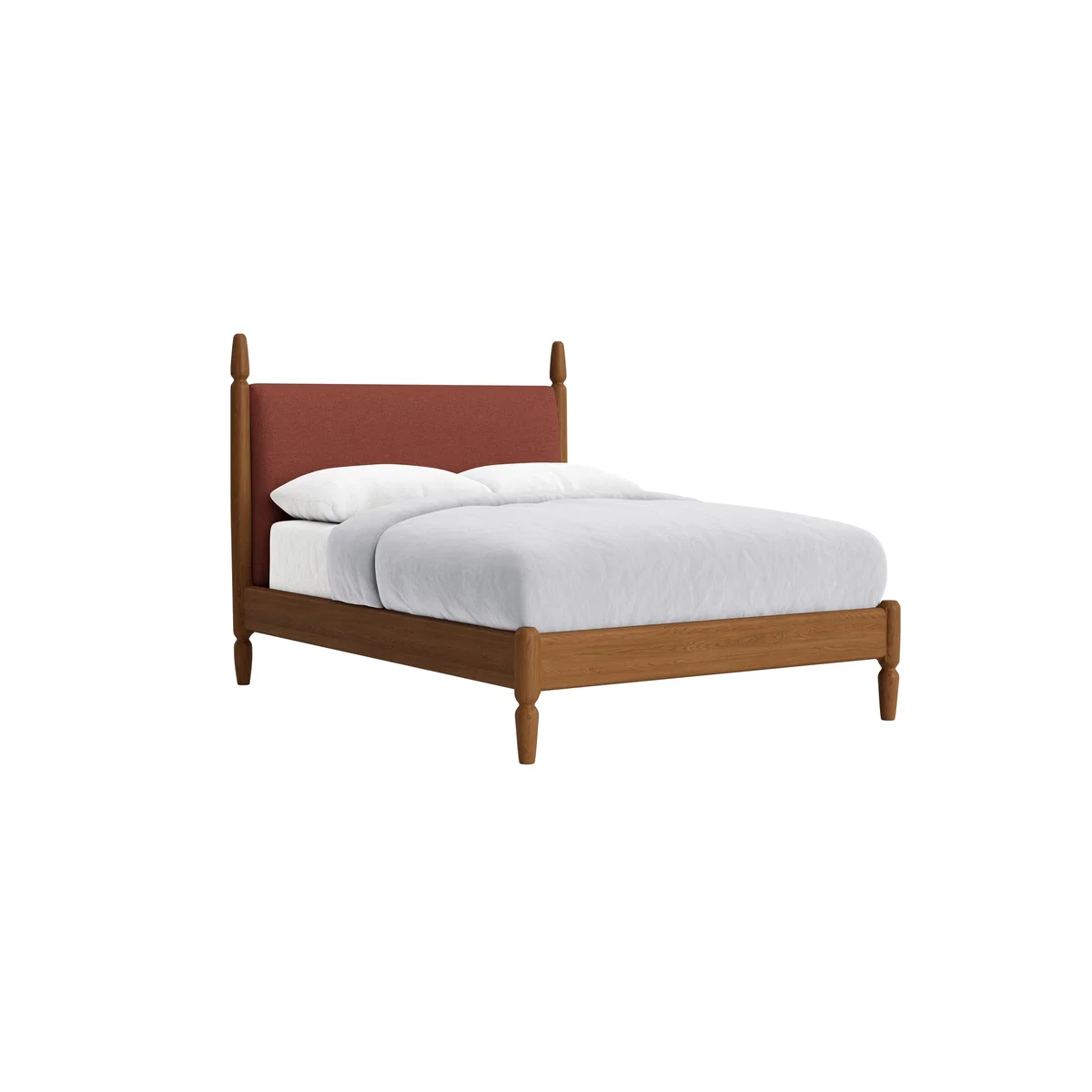 Double Pippi Bed in Warm Ash in Brick Dust Clever Slubby Linen – image 2