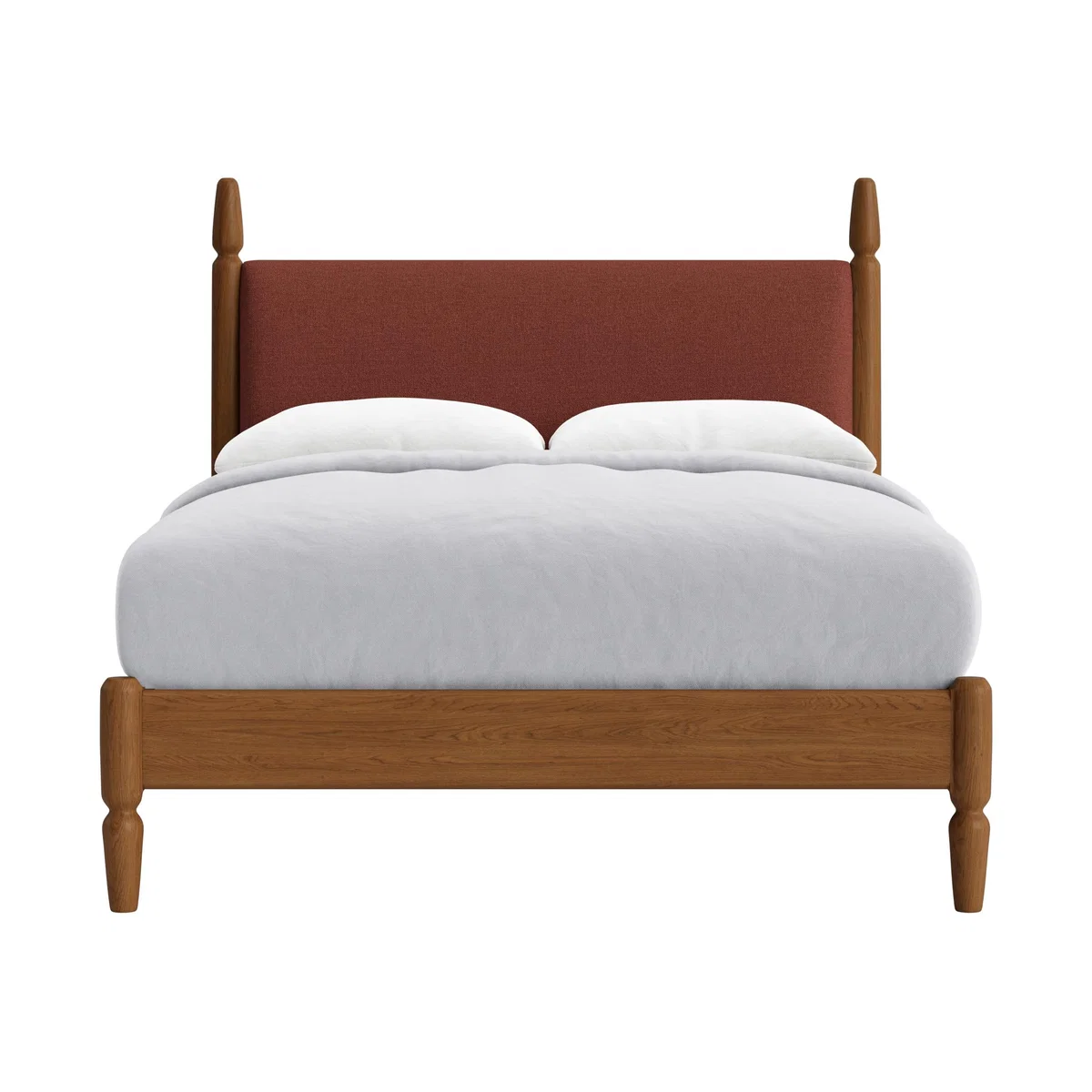 Double Pippi Bed in Warm Ash in Brick Dust Clever Slubby Linen – image 1