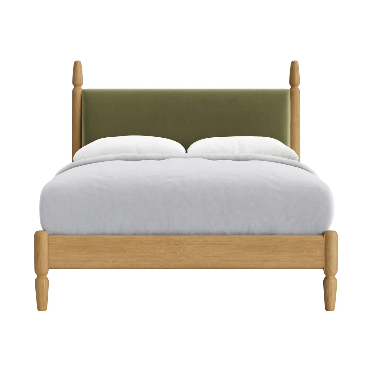 Double Pippi Bed in Light Oak in Gardening Glove Green Clever Velvet – image 1