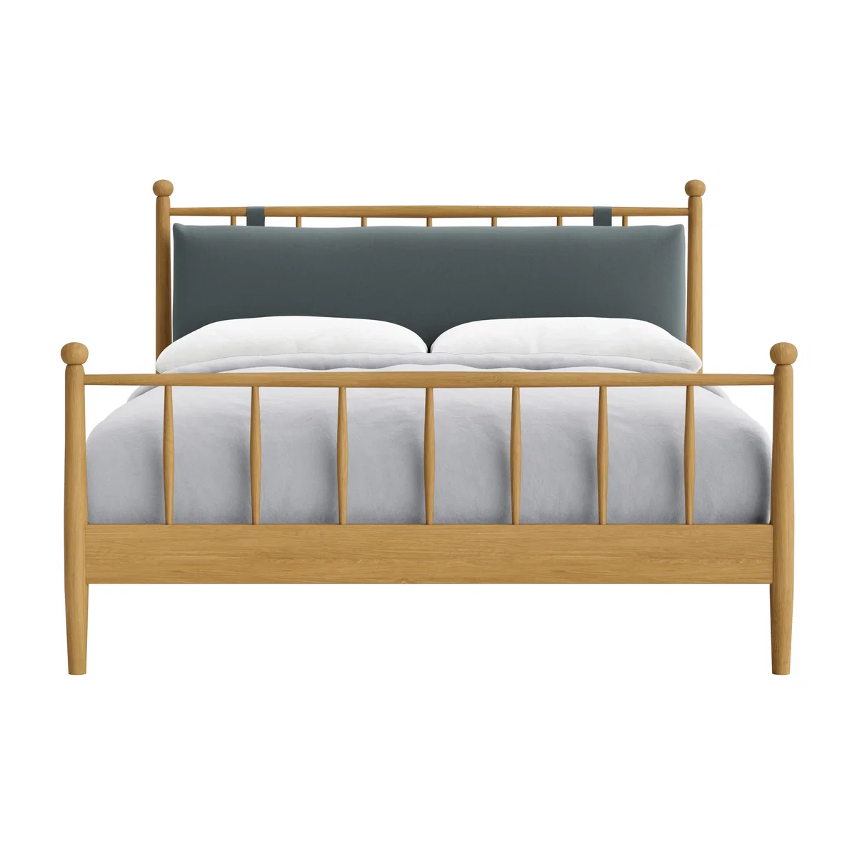 Poppins Bed, King (Flint Stone Clever Velvet, Light Oak) – image 1