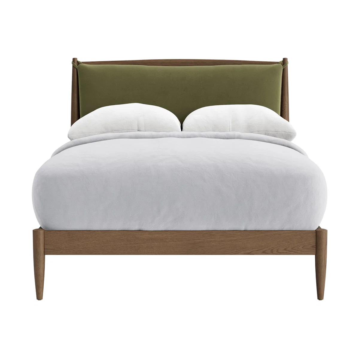 Bagel Bed in Dark Oak Double in Gardening Glove Green Clever Velvet – image 1