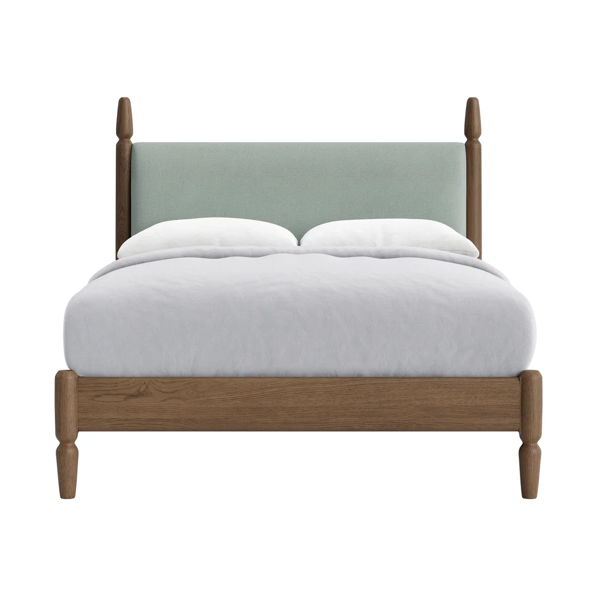 Double Pippi Bed in Dark Oak in Mint Choc Chip Clever Twill – image 1