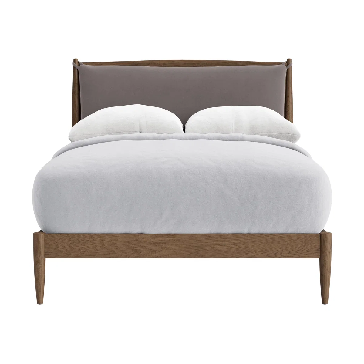 Bagel Bed in Dark Oak Double in Tarnished Silver Clever Velvet – image 1