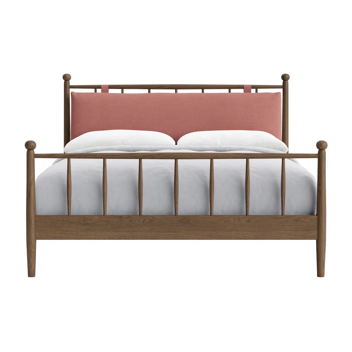 Poppins Bed, King (Pudding Pink Clever Linen, Dark Oak) – image 1