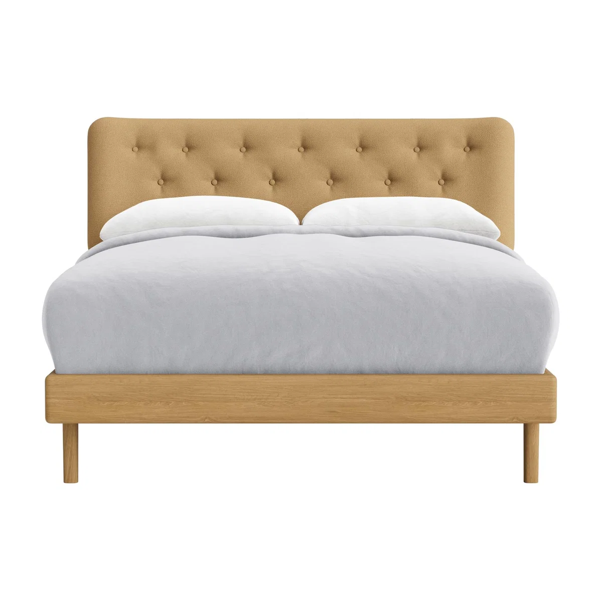 Double Dr Slow Bed in Light Oak in Hit The Hay Clever Slubby Cotton – image 1