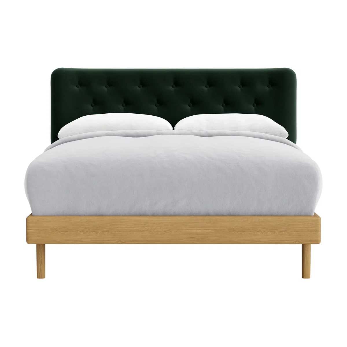 Double Dr Slow Bed in Light Oak in Christmas Tree Clever Velvet – image 1