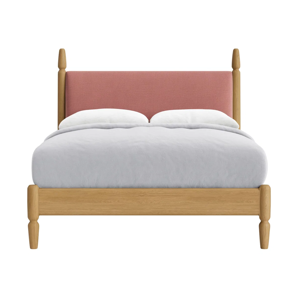 Double Pippi Bed in Light Oak in Pudding Pink Clever Linen – image 1