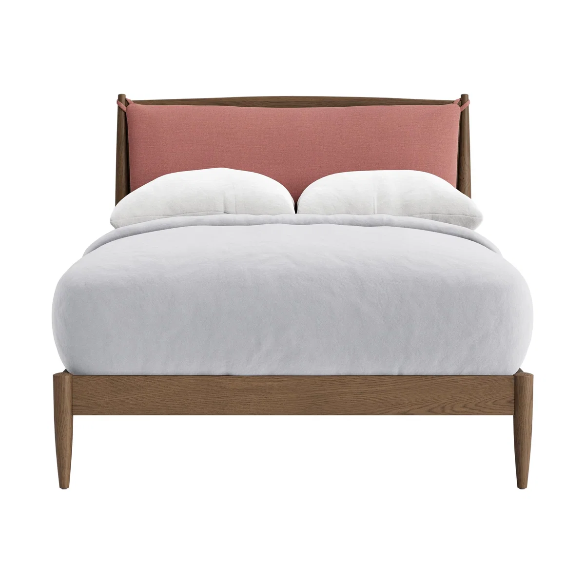 Bagel Bed in Dark Oak Double in Pudding Pink Clever Linen – image 1
