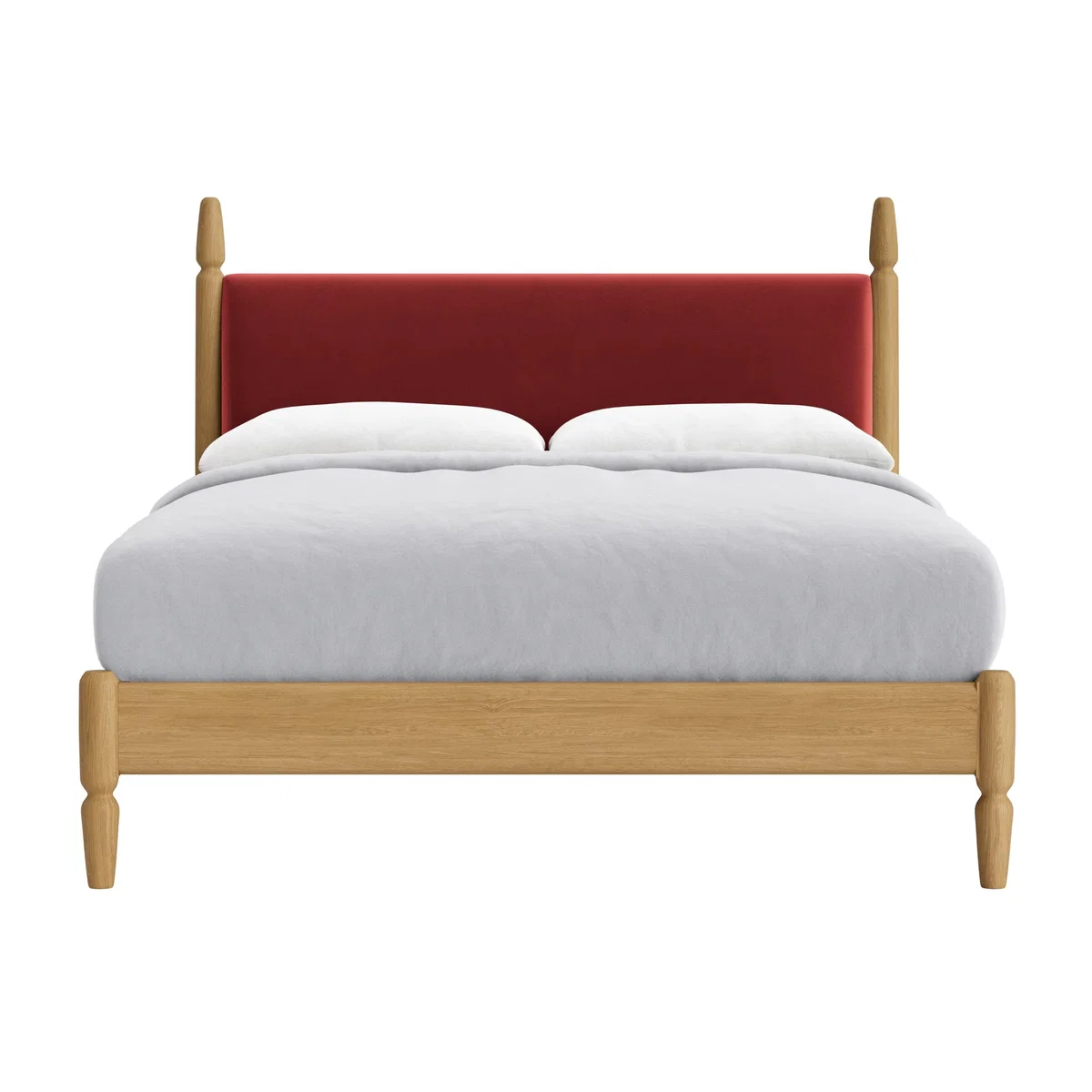 Kingsize Pippi Bed in Light Oak in Rocking Horse Clever Velvet – image 1