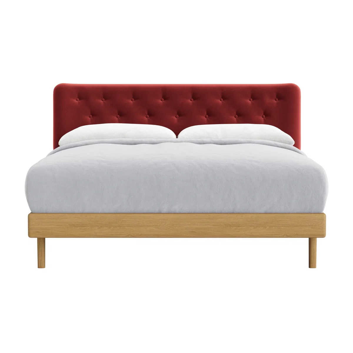 Kingsize Dr Slow Bed in Light Oak in Rocking Horse Clever Velvet – image 1