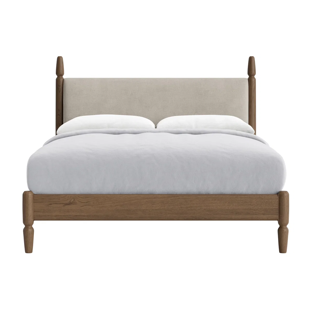 Pippi Bed, King (Pudding Pink Clever Linen, Dark Oak) – image 1