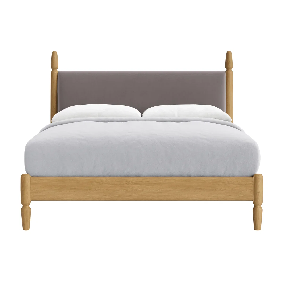 Pippi Bed, King (Tarnished Silver Clever Velvet, Light Oak) – image 1