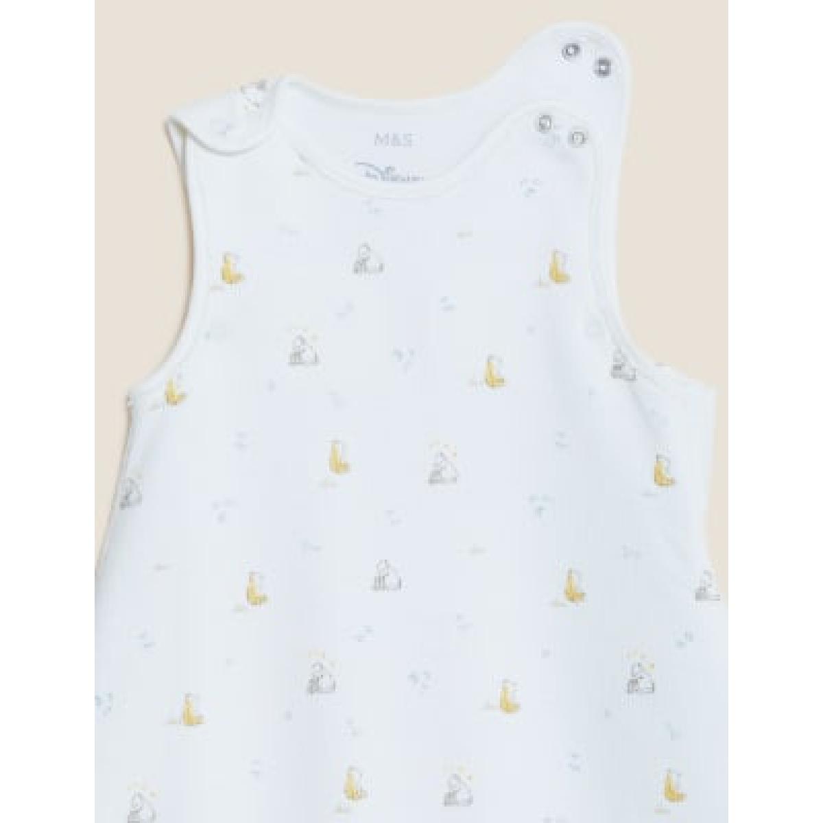 M&S Pure Cotton Printed 3.0 Tog Sleeping Bag (0-36 Mths) - 0-6 M - Cream Mix, Cream Mix – image 2