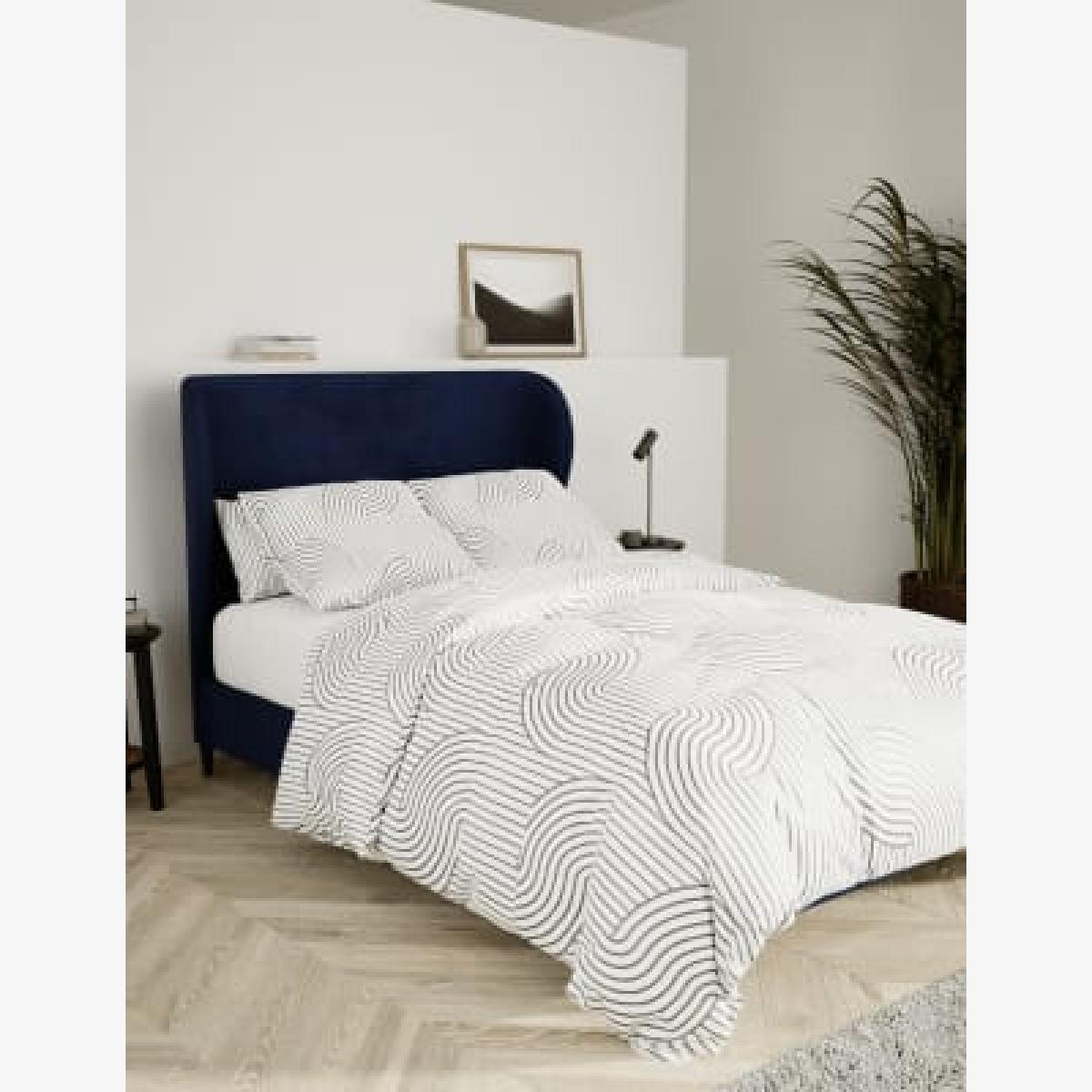 M&S Colton Velvet Bed - 6FT - Navy, Navy,Silver – image 1