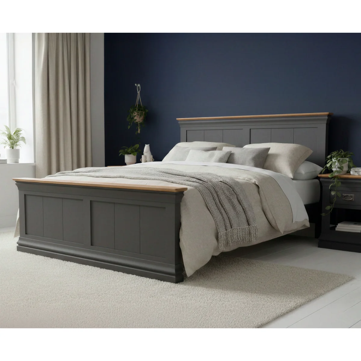 Charwood Oak and Charcoal Painted King Size Bed – image 2