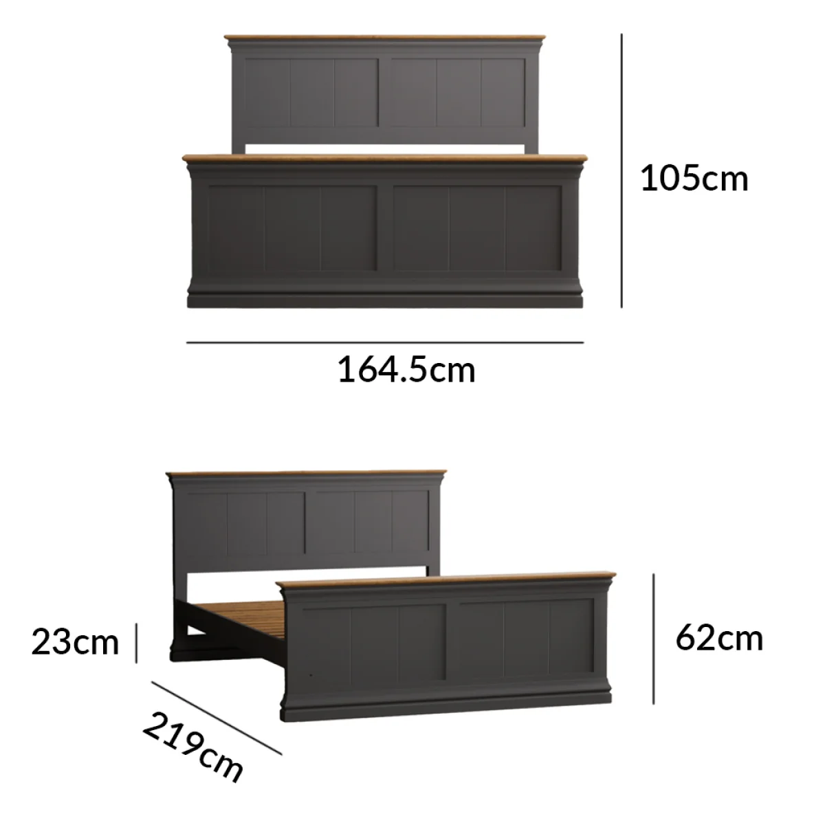 Charwood Oak and Charcoal Painted King Size Bed – image 7