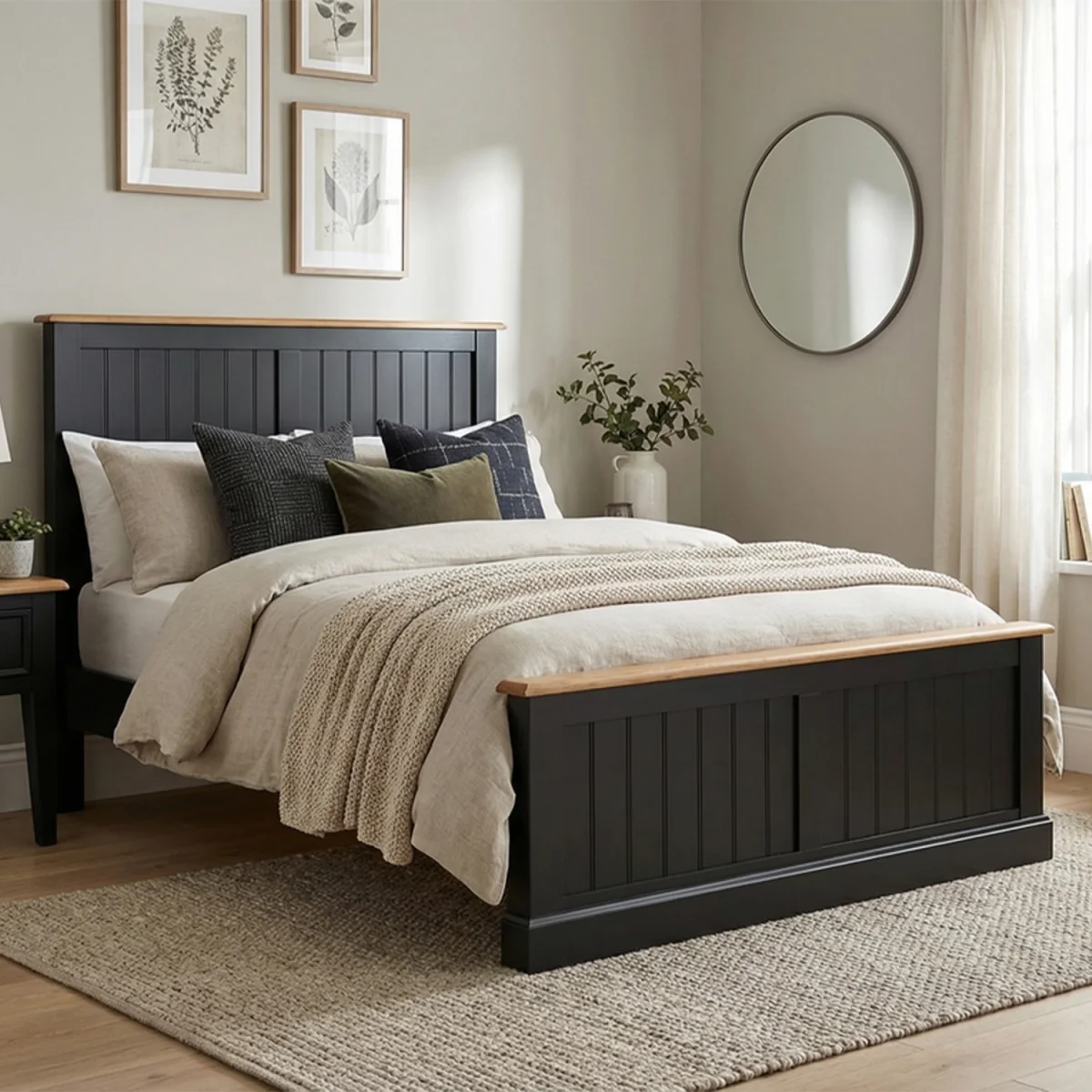 Charlton Oak and Black Painted Double Bed – image 2