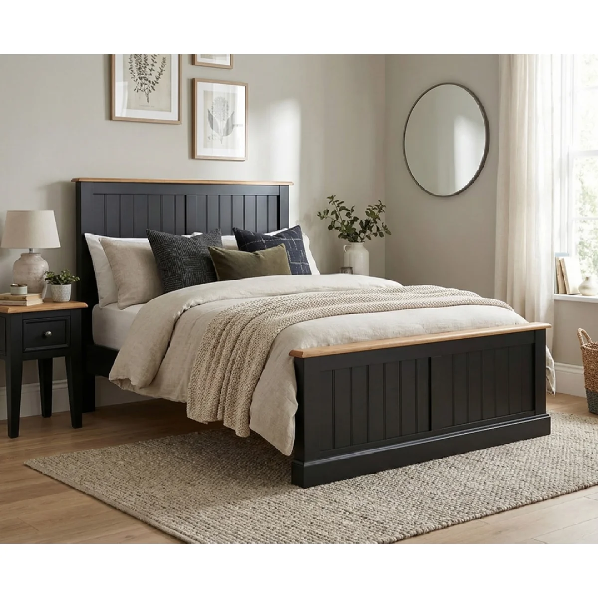 Charlton Oak and Black Painted Double Bed – image 3
