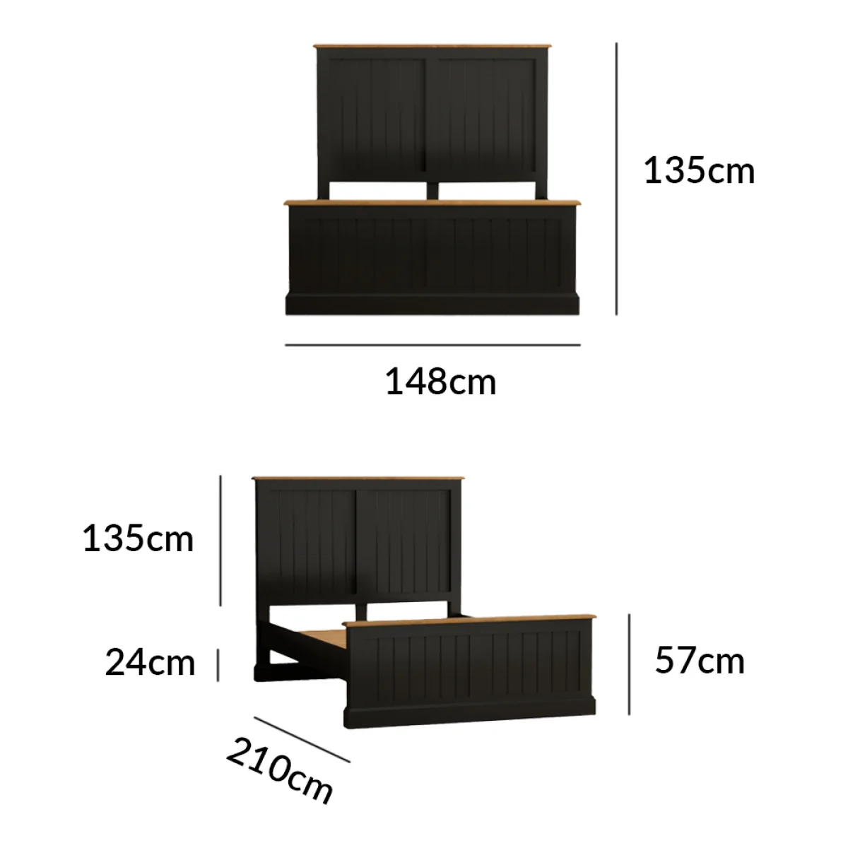Charlton Oak and Black Painted Double Bed – image 9