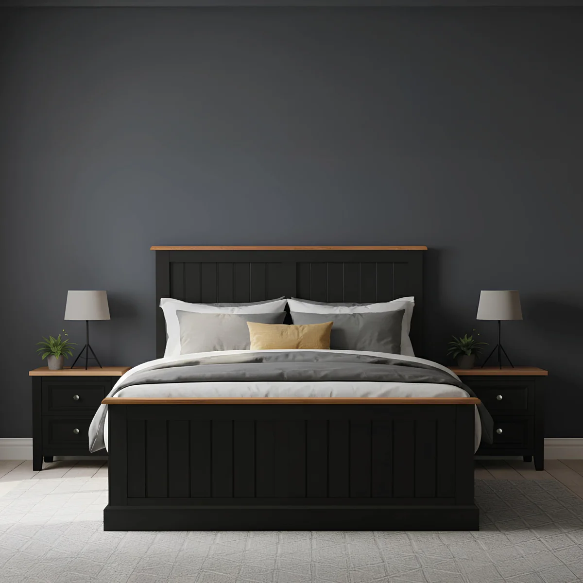 Charlton Oak and Black Painted Double Bed – image 1