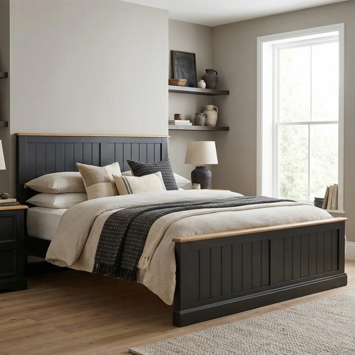 Charlton Oak and Black Painted Super King Bed – image 2