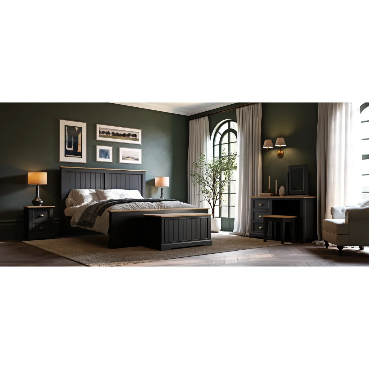 Charlton Oak and Black Painted Super King Bed – image 11