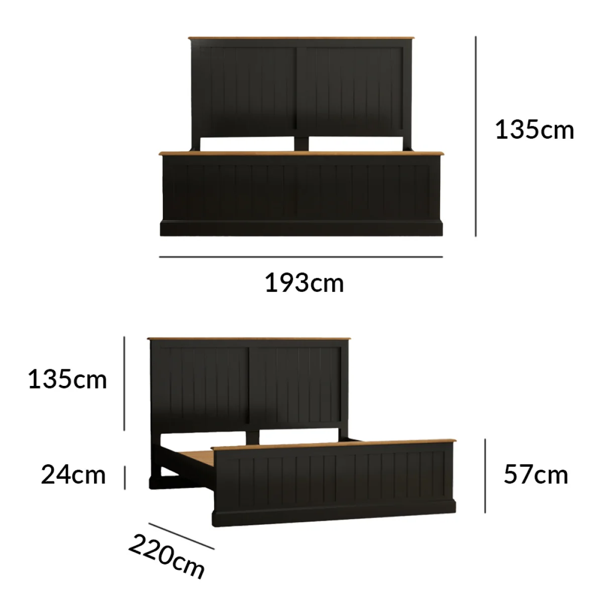 Charlton Oak and Black Painted Super King Bed – image 9