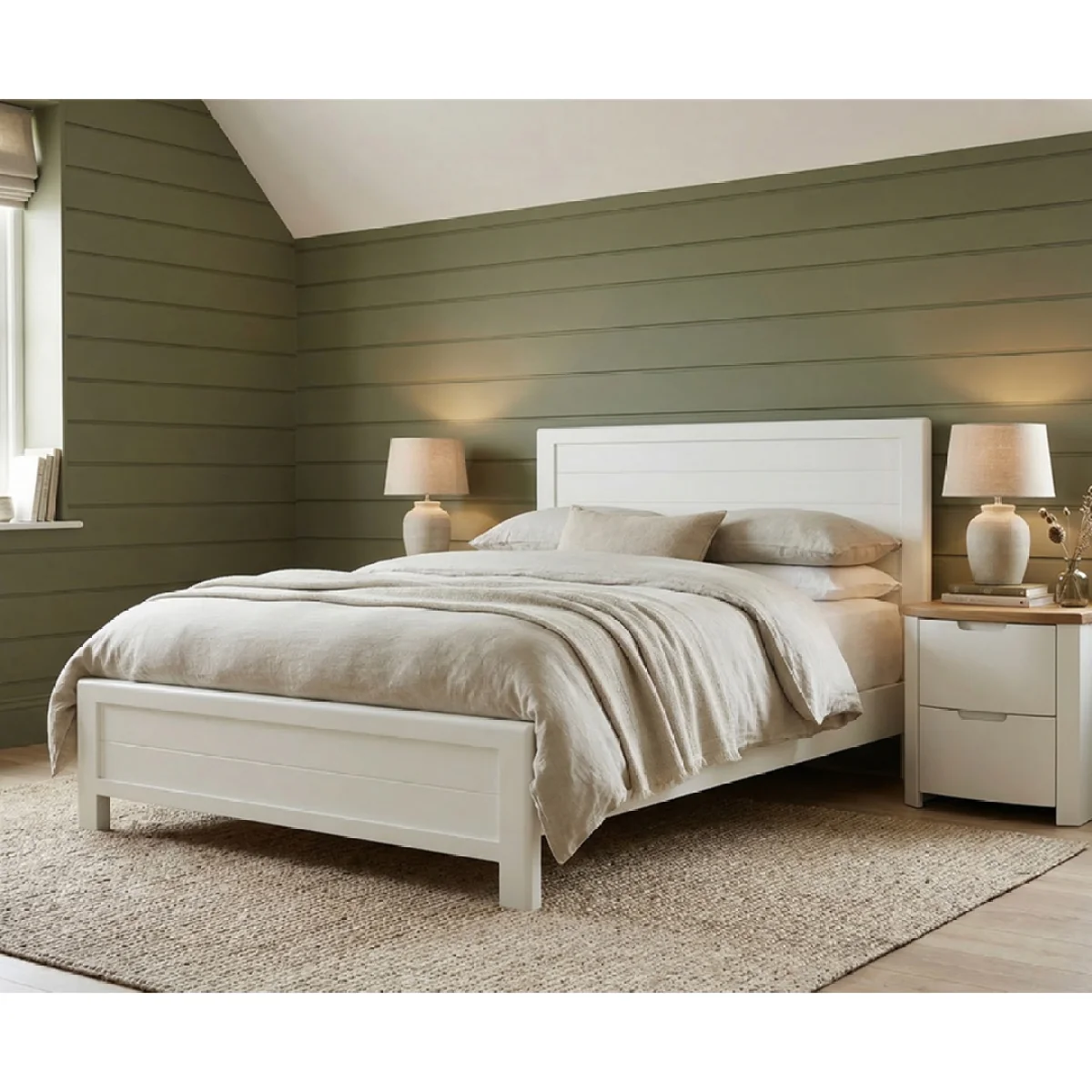Bradwell Oak and Signal White Painted King Size Bed – image 3