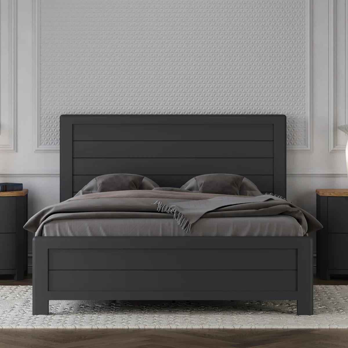 Bradwell Oak and Charcoal Painted King Size Bed – image 3