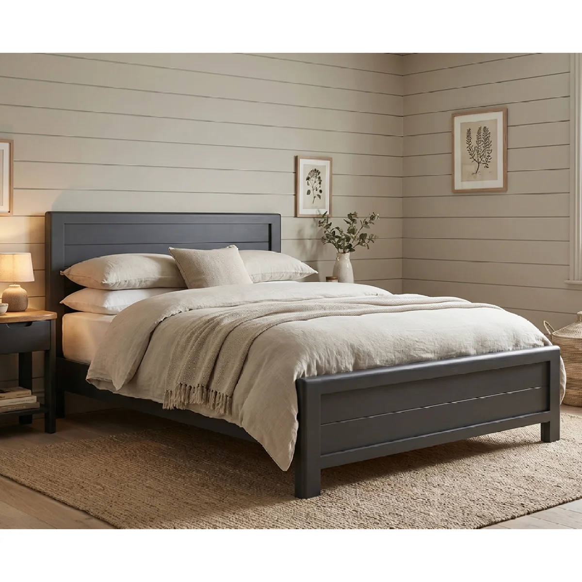 Bradwell Oak and Charcoal Painted King Size Bed – image 4
