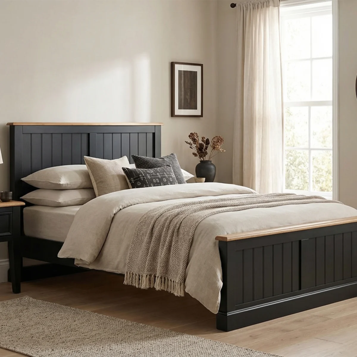 Charlton Oak and Black Painted King Size Bed – image 2