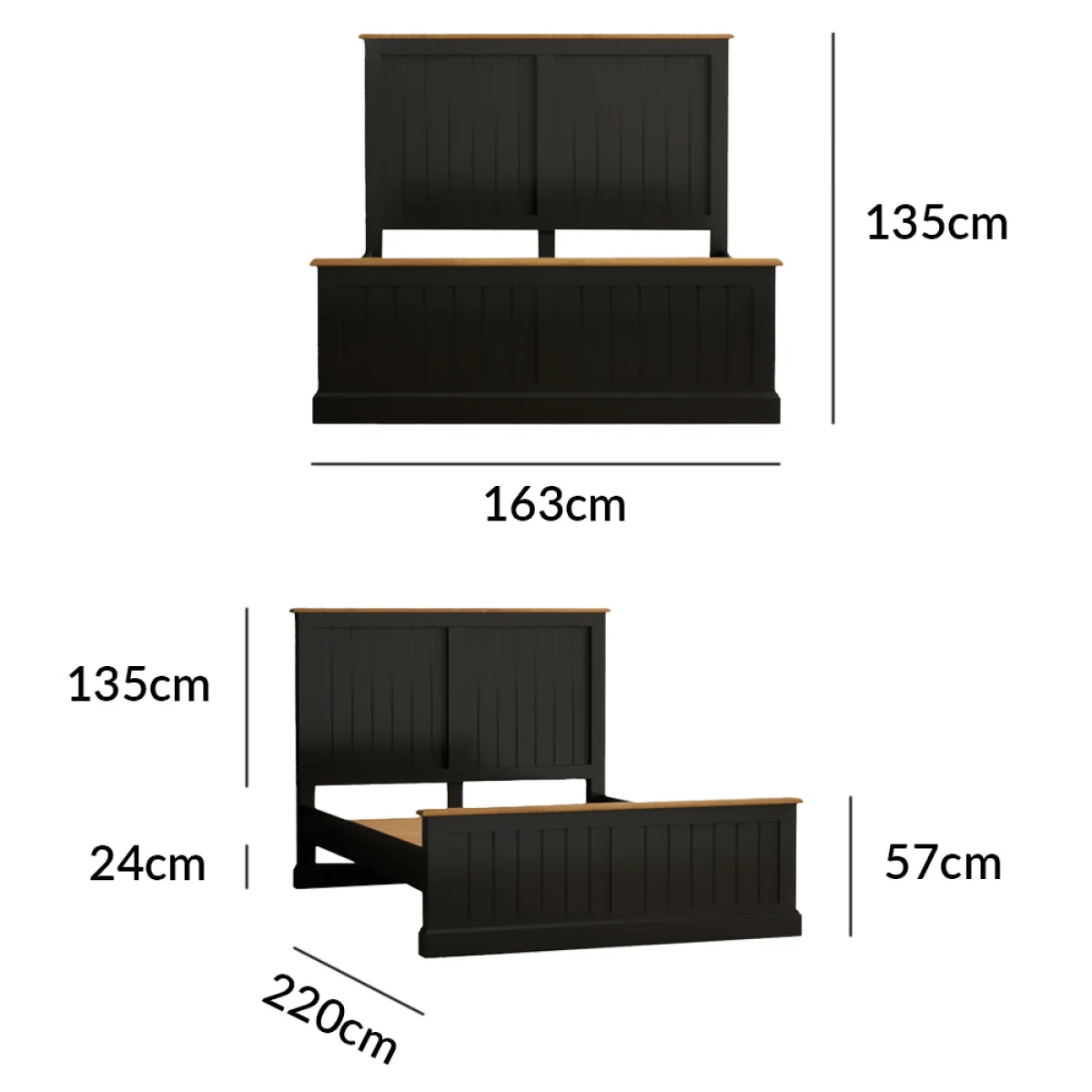 Charlton Oak and Black Painted King Size Bed – image 9