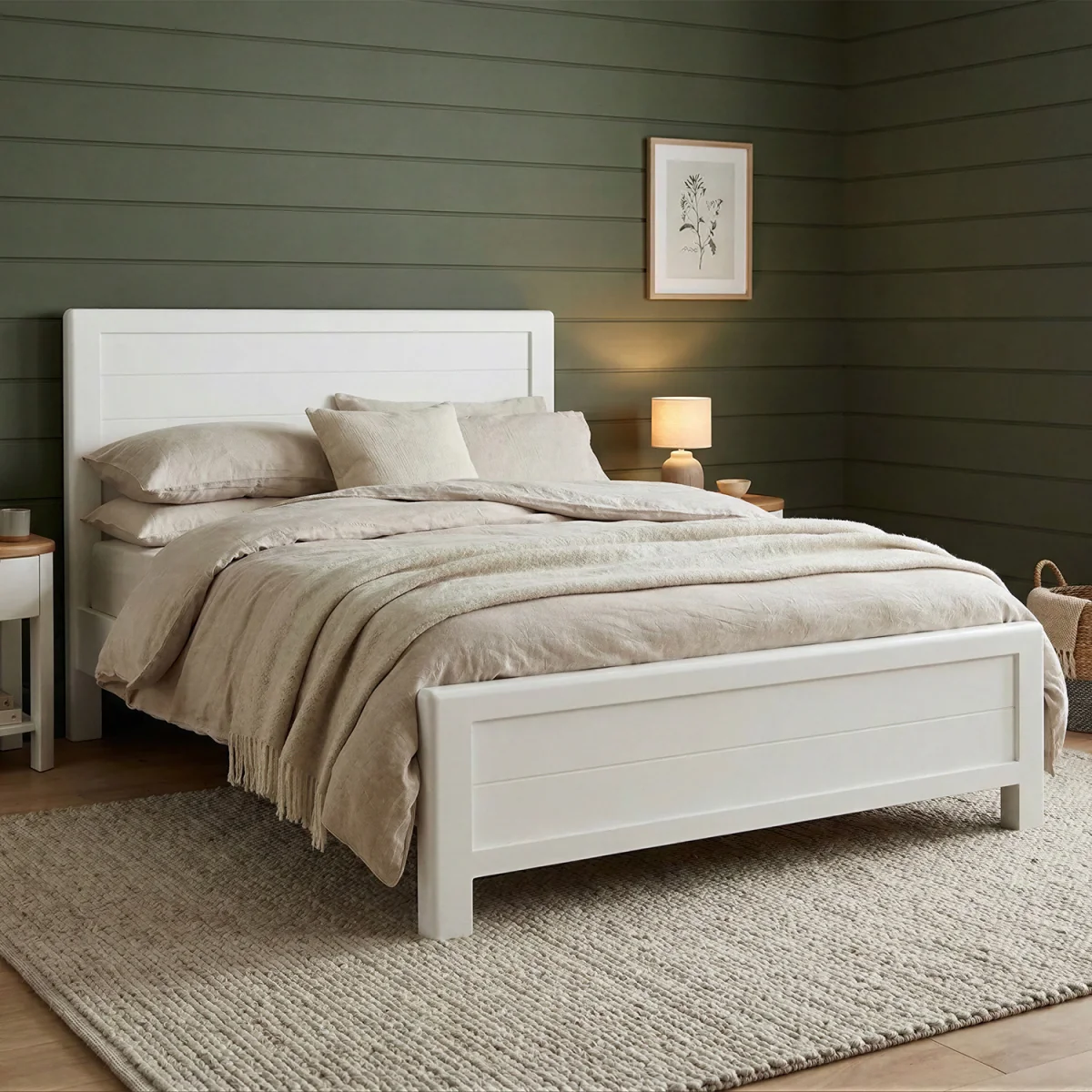 Bradwell Oak and Signal White Painted Double Bed – image 2