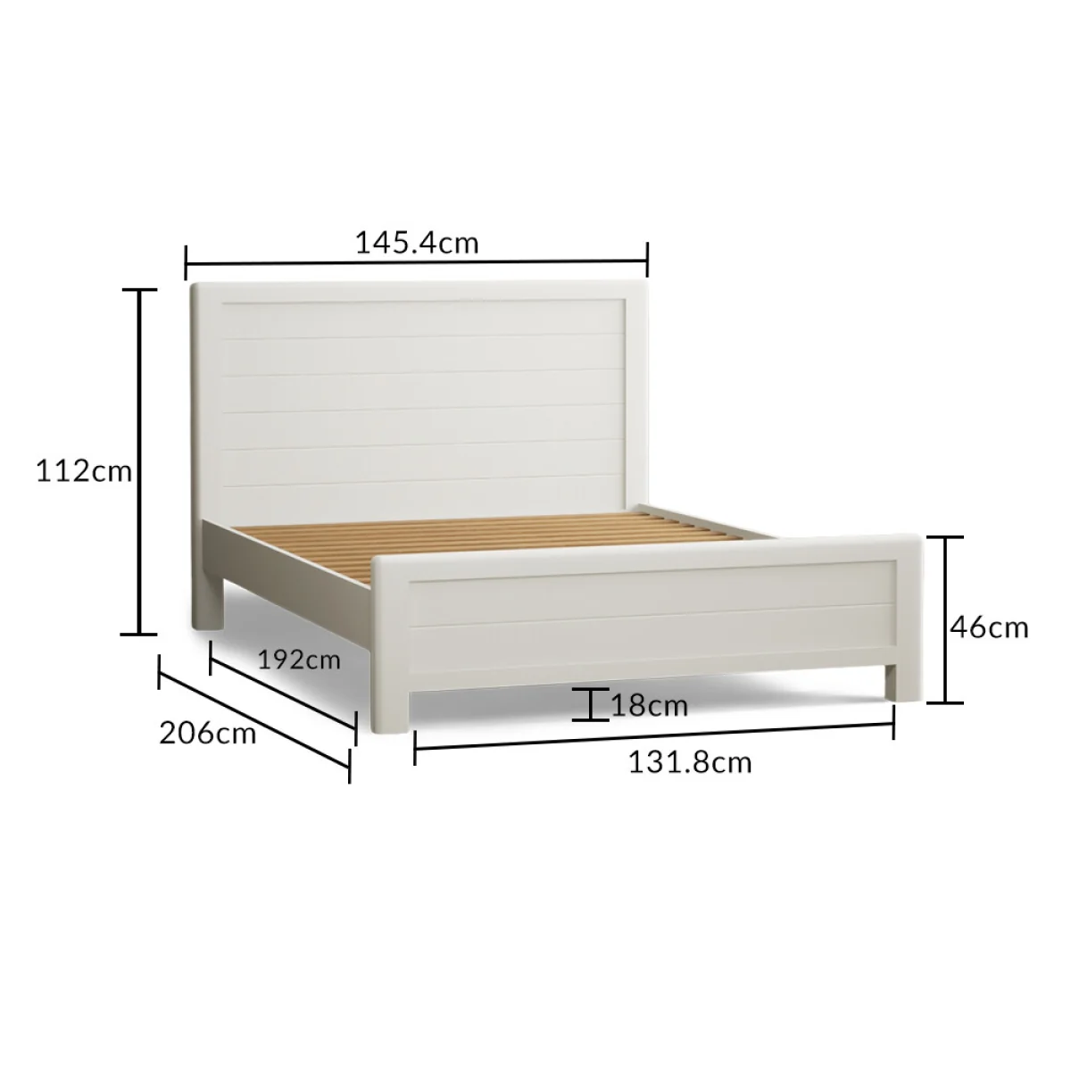 Bradwell Oak and Signal White Painted Double Bed – image 12