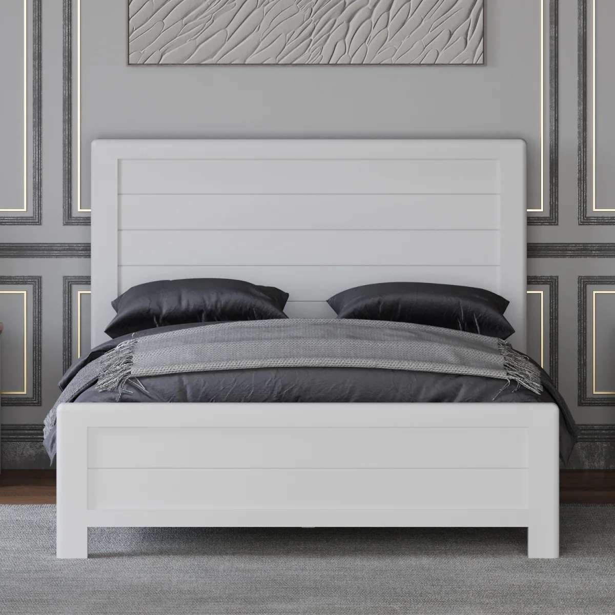 Bradwell Oak and Signal White Painted Double Bed – image 3