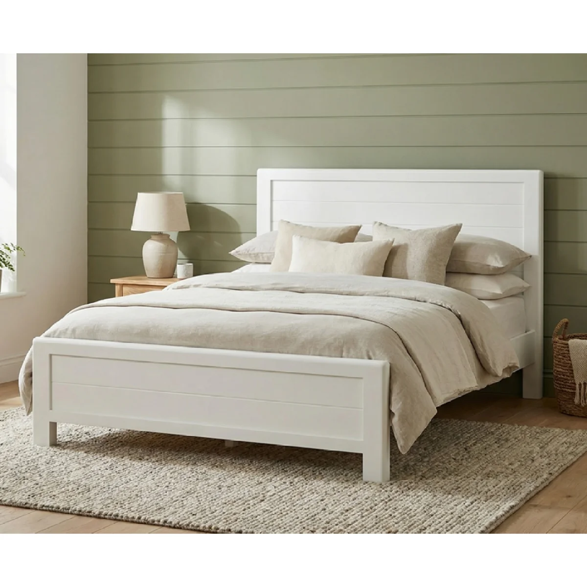 Bradwell Oak and Signal White Painted Double Bed – image 4