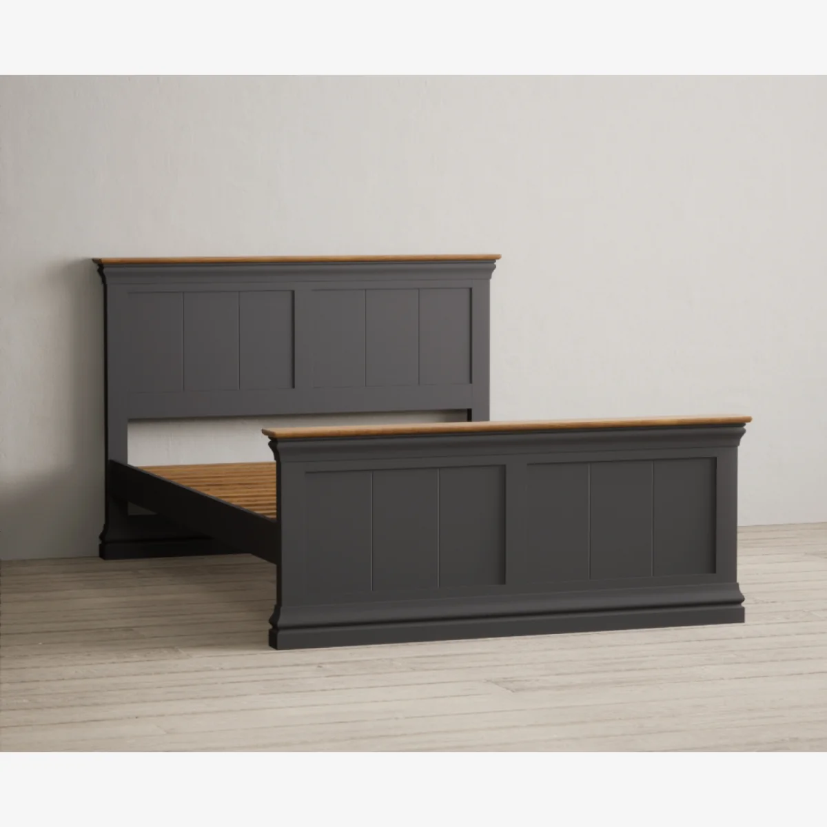 Charwood Oak and Charcoal Painted Double Bed