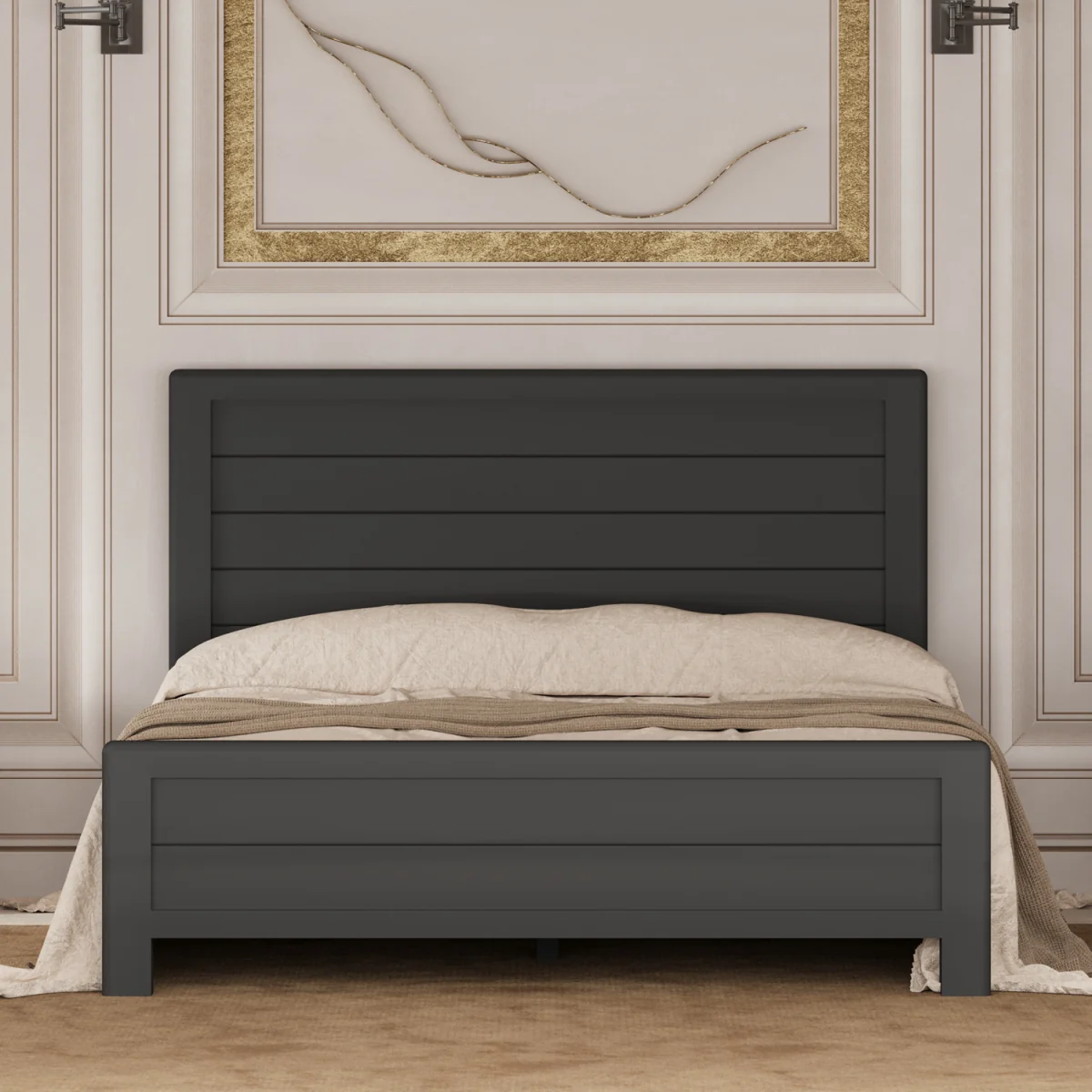 Bradwell Oak and Charcoal Painted Double Bed – image 3