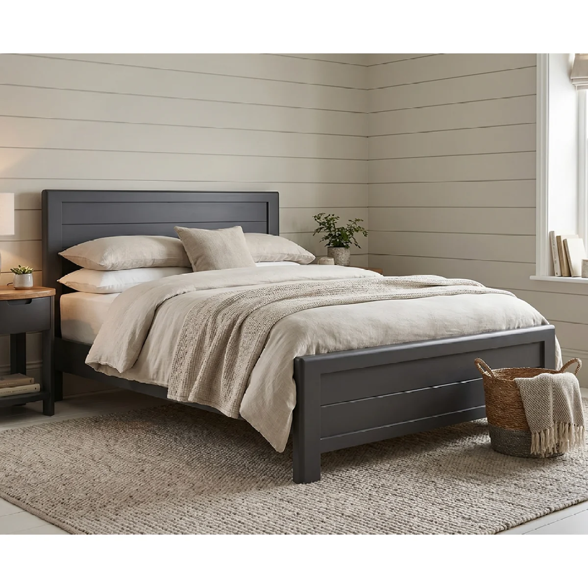 Bradwell Oak and Charcoal Painted Double Bed – image 4
