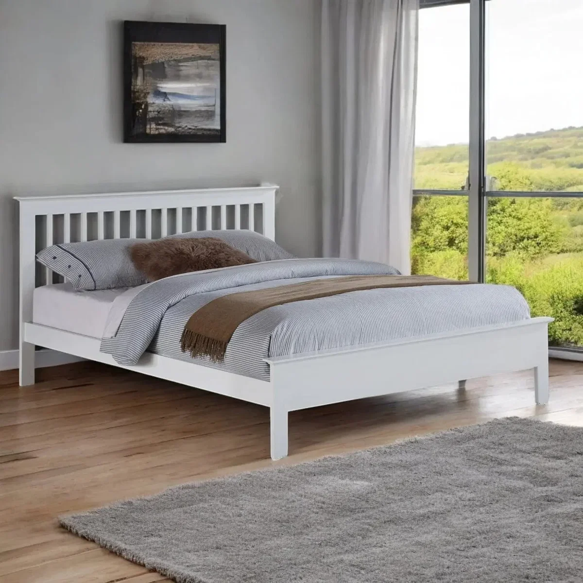 Mallaig Wooden Bed Frame, White / Super King 6ft - 180x200cm