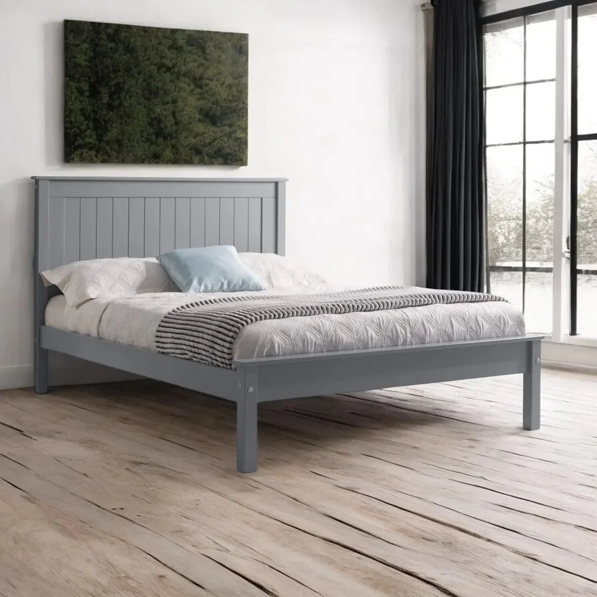 Fortrose Wooden Bed Frame, Light Grey / Single 3ft - 90x190cm