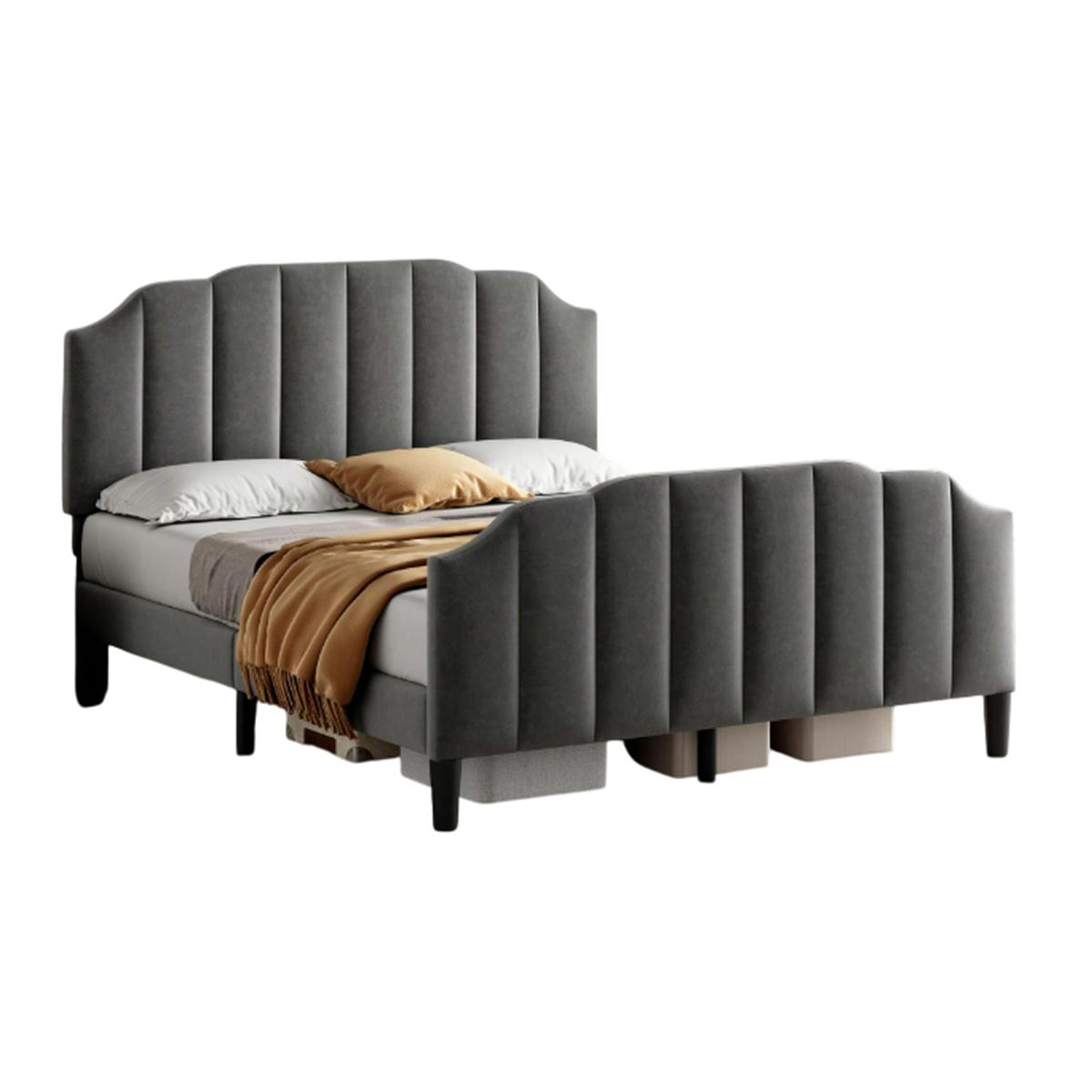 Ela Upholstered Bed Frame - Grey